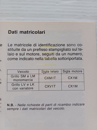 Piaggio Grillo 50 manuale uso manutenzione libretto italiano originale