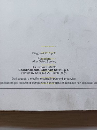 Piaggio Hexagon GT 250 1998 manuale officina TELAIO italiano originale