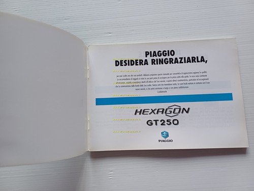 Piaggio Hexagon GT 250 manuale uso manutenzione libretto istruzioni originale