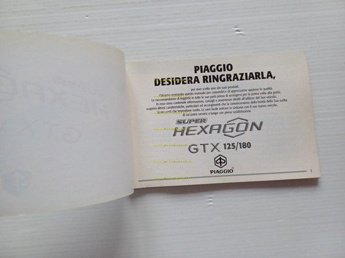 Piaggio Hexagon GTX 125-180 2001 manuale uso manutenzione italiano originale