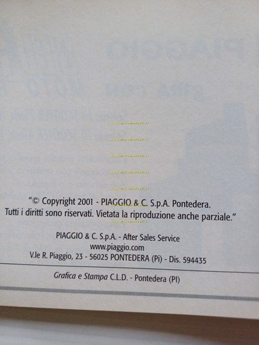 Piaggio Hexagon GTX 125-180 2001 manuale uso manutenzione italiano originale