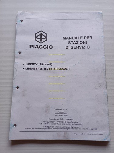 Piaggio Liberty 125 -150 4T Leader 2000 AGGIORNAMENTO manuale officina …