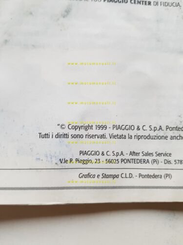 Piaggio Liberty 125 1999 manuale uso manutenzione libretto originale