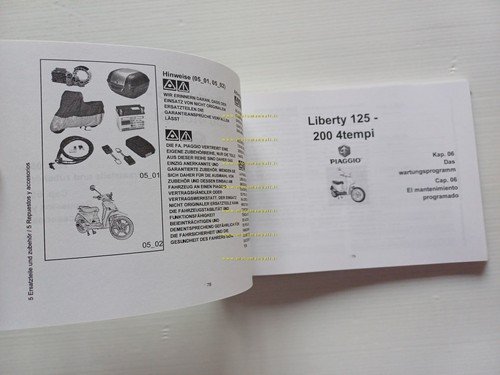 Piaggio Liberty 125-200 4T 2005 manuale uso manutenzione libretto originale