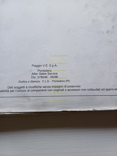 Piaggio Liberty 125 4T 1998 manuale officina TELAIO originale italiano