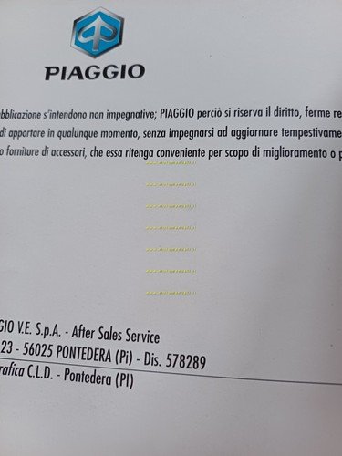 Piaggio Liberty 125 4T manuale uso manutenzione libretto originale n.578289