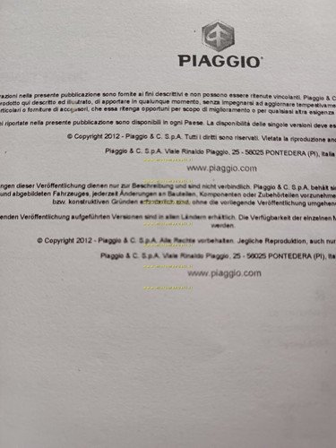 Piaggio Liberty 125 ie Poste Italiane 2012 manuale uso manutenzione …
