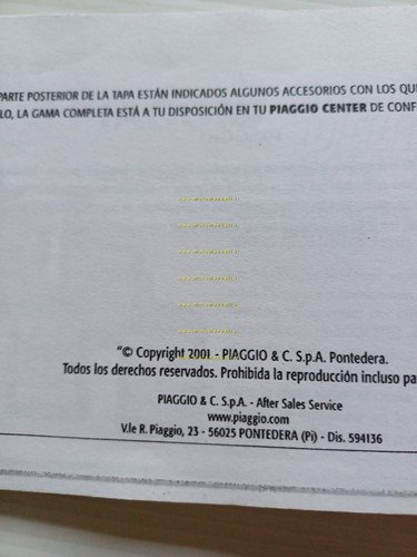 Piaggio Liberty 50 4T 2001 manuale uso manutenzione libretto originale …
