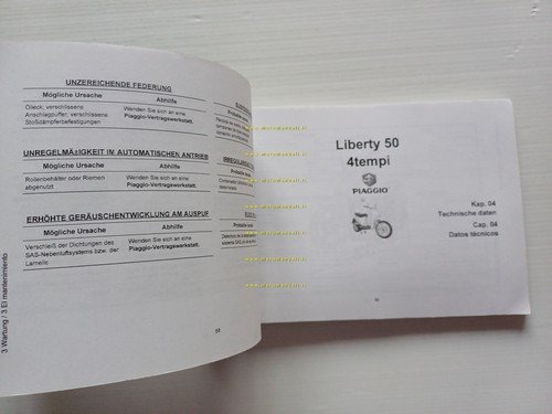 Piaggio Liberty 50 4T 2003 manuale uso manutenzione libretto originale