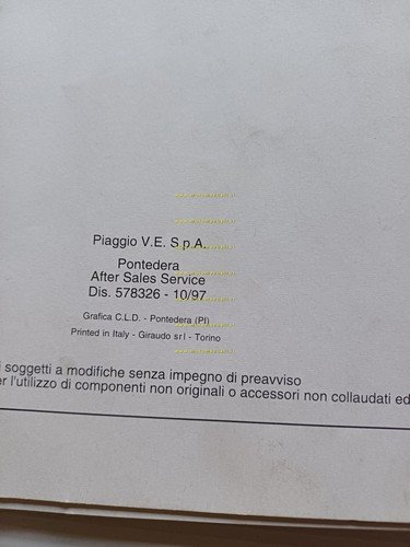 Piaggio Motori 125-180 2T 1997 manuale officina italiano originale