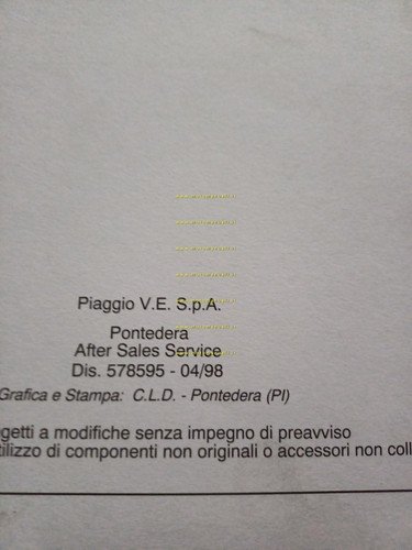 Piaggio Motori a Marce (Vespa PX) 1998 manuale officina italiano …