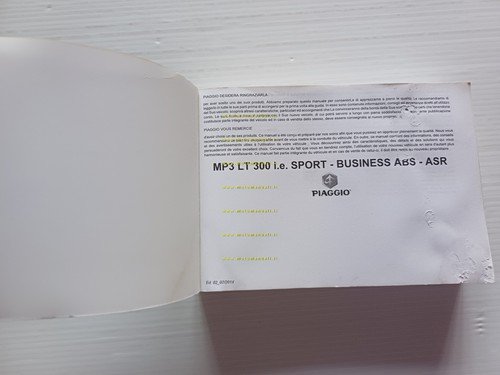 Piaggio MP3 300 ie Sport-Business 2014 manuale uso manutenzione originale