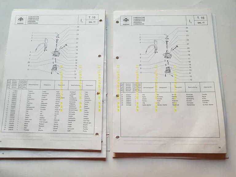 Piaggio NRG 50 1995-96 catalogo ricambi originale