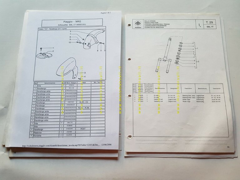 Piaggio NRG 50 1995-96 catalogo ricambi originale