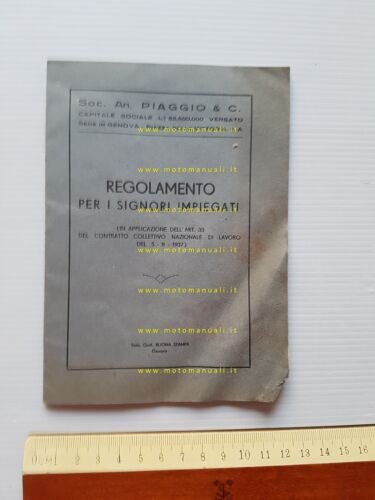 Piaggio Regolamento per Impiegati 1937 originale