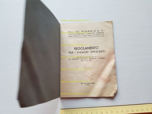 Piaggio Regolamento per Impiegati 1937 originale