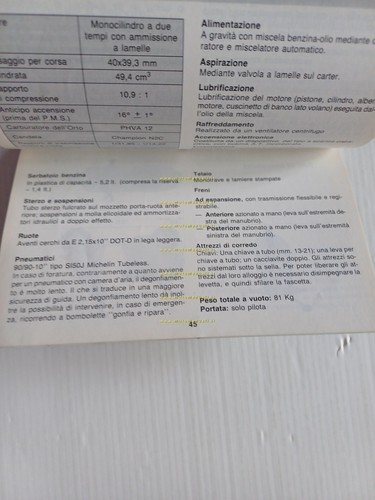 Piaggio Sfera 50 manuale uso manutenzione libretto istruzioni italiano originale