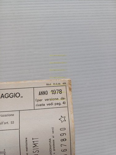 Piaggio SI 50 1978-81 scheda omologazione DGM Facsimile originale