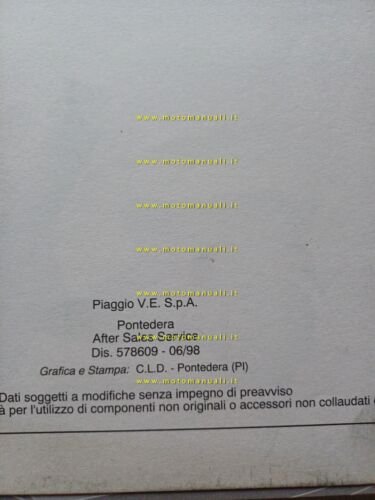 Piaggio Skipper 125 - 180 1998 manuale officina TELAIO originale …