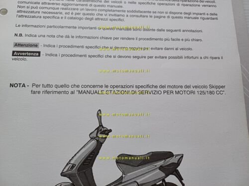 Piaggio Skipper 125 - 180 1998 manuale officina TELAIO originale …
