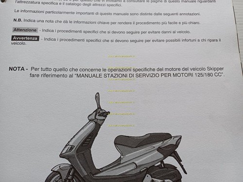 Piaggio Skipper 125 -180- 125 4T 2000 manuale officina TELAIO …
