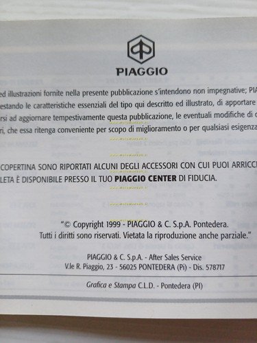 Piaggio Skipper 125-150 2t 1999 manuale uso manutenzione italiano originale