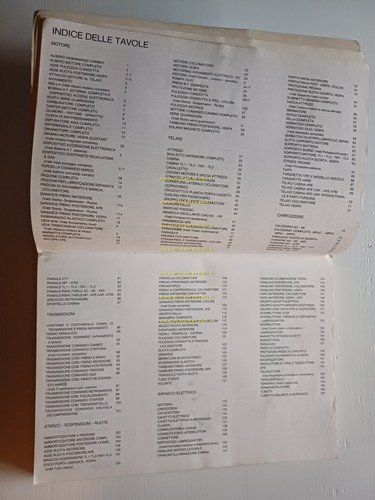Piaggio tutti modelli Vespa Ape Ciclom. 1947-87 elenco generale catalogo …