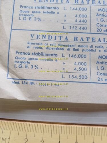 Piaggio Vespa 125 - 150 - GS listino versioni 1958 …