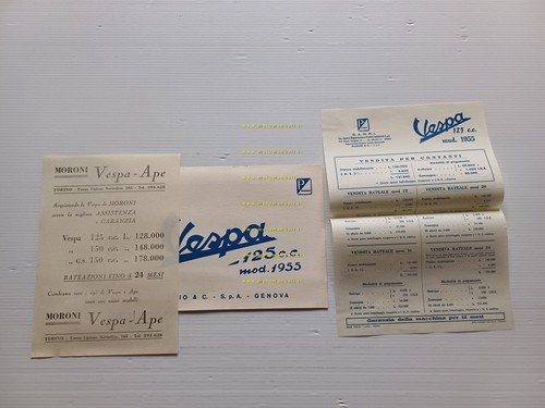 Piaggio Vespa 125 1955 depliant originale italiano