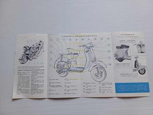 Piaggio Vespa 125 1958 depliant italiano originale