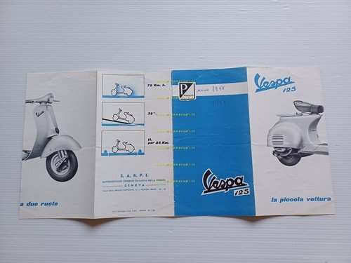 Piaggio Vespa 125 1958 depliant italiano originale