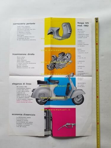 Piaggio Vespa 125 1962 depliant originale brochure