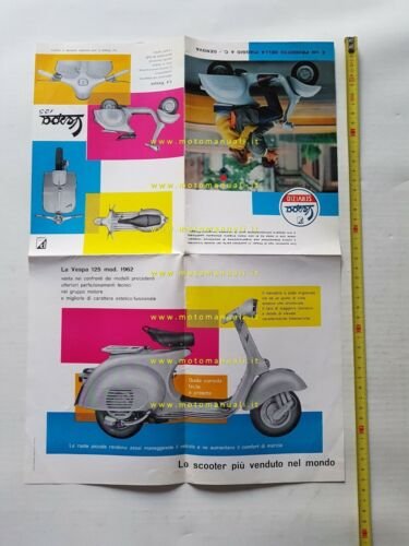 Piaggio Vespa 125 1962 depliant originale brochure