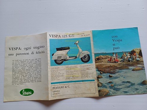 Piaggio Vespa 125 GT 1967 depliant originale italiano