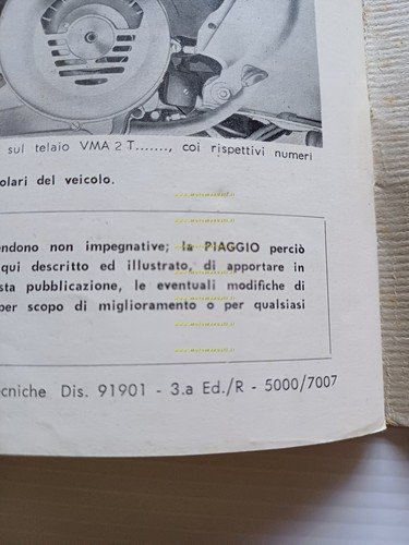 Piaggio Vespa 125 Primavera 1970 manuale uso manutenzione libretto originale