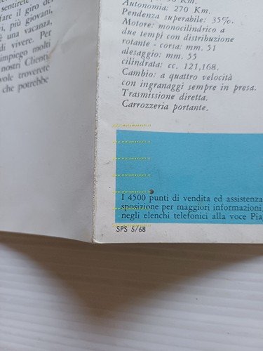 Piaggio Vespa 125 Primavera 1a serie 1968 depliant italiano originale