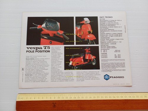 Piaggio Vespa 125 T5 Pole Position 1985 depliant italiano originale