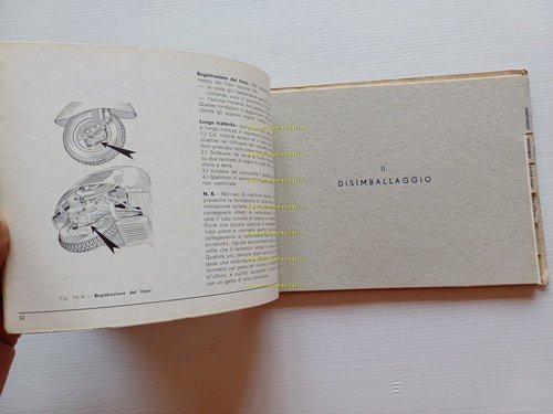 Piaggio Vespa 125 VNA 1957 manuale officina italiano originale