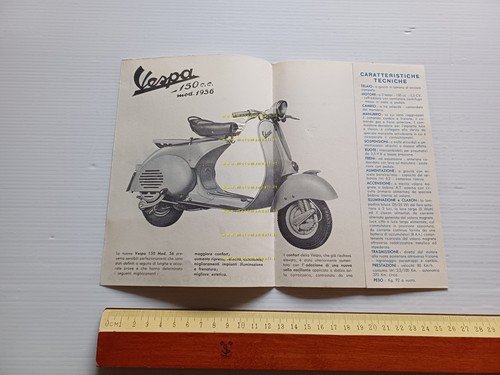 Piaggio Vespa 150 1956 depliant originale italiano