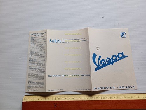 Piaggio Vespa 150 1956 depliant originale italiano