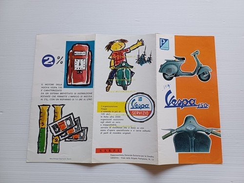 Piaggio Vespa 150 1959 depliant originale italiano