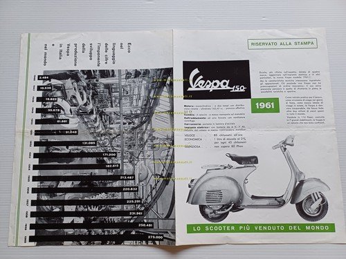 Piaggio Vespa 150 1961 presentazione alla stampa depliant italiano originale