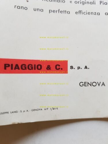 Piaggio Vespa 150 2% 1961 depliant originale italiano