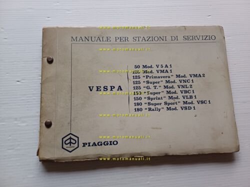 Piaggio Vespa 180-150-125-50 1968 manuale officina originale workshop manual