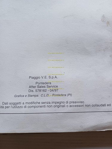 Piaggio Vespa 50 ET2 1997 manuale officina TELAIO originale