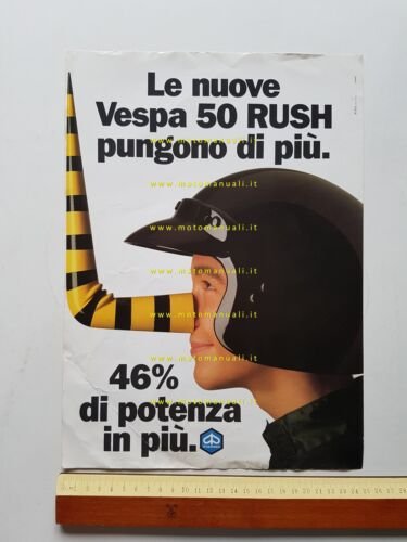 Piaggio Vespa 50 Rush 1988 locandina pubblicitaria poster originale