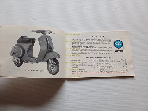 Piaggio Vespa 50-Special-Elestart 1973 manuale uso manutenzione originale V5A-B