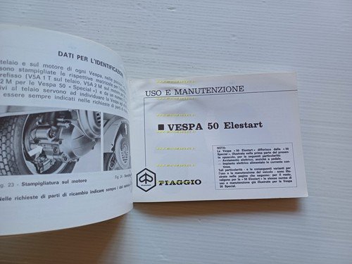 Piaggio Vespa 50-Special-Elestart 1973 manuale uso manutenzione originale V5A-B