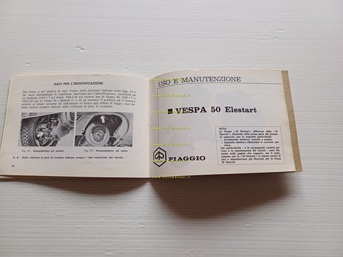 Piaggio Vespa 50-Special-Elestart 1973 manuale uso manutenzione originale V5A-B