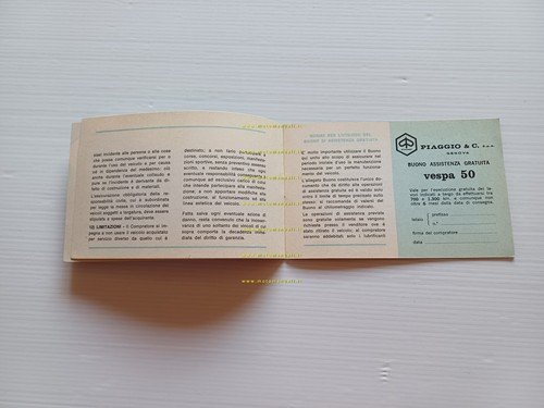 Piaggio Vespa 50 tutti modelli libretto garanzia nuovo anni 70 …